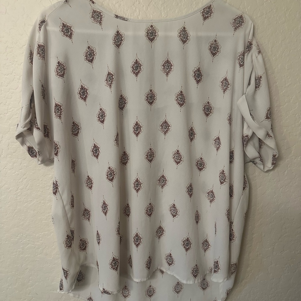 Maurices Cream Cuffed Sleeve Boxy Blouse